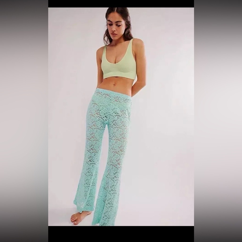 NWOT Free People All Day Lace Women’s Sheer Flare Coquette Pants Sz M